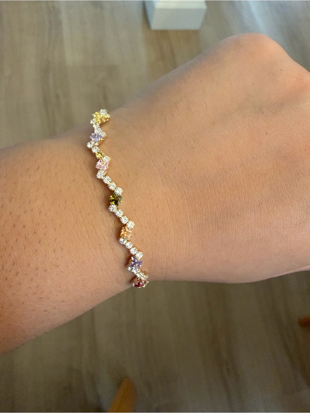 Gold Multi-Color CZ Tennis Bracelet - Women Jewelry